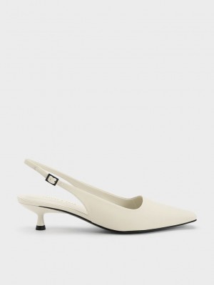 Charles & Keith Vita Square-Burunlu Arkası Açık Pumps Pembe | NDOG-67195