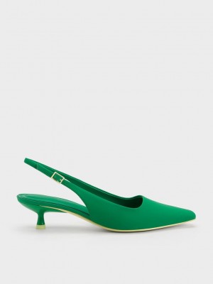 Charles & Keith Vita Square-Burunlu Arkası Açık Pumps Yeşil | CKYH-49568