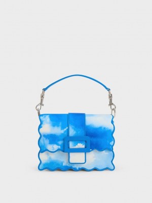 Charles & Keith Waverly Cloud-Print Scallop-Trim Bag Renkli | NRXY-80465