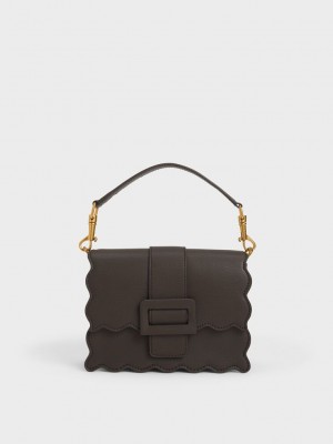 Charles & Keith Waverly Scallop-Trim Bag Koyu | LGRK-16728