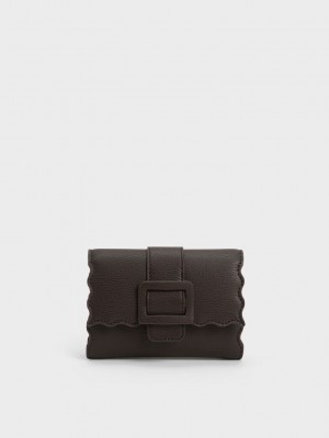 Charles & Keith Waverly Scallop-Trim Wallet Koyu | XNZL-21058