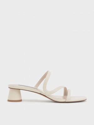 Charles & Keith Wavy Askılı Mules Pembe | CSPQ-68251