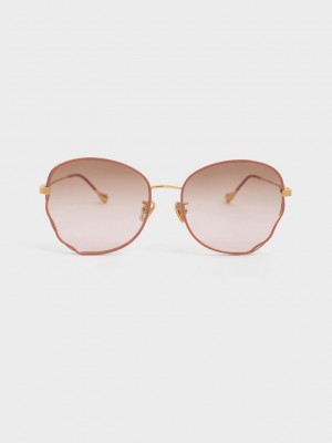 Charles & Keith Wavy Frame Butterfly Sunglasses Pembe | OEZJ-28160