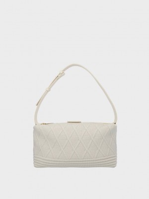 Charles & Keith Willa Örme Shoulder Bag Krema | ZUDX-92567