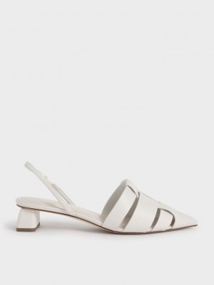 Charles & Keith Woven Arkası Açık Pumps Pembe | QXFH-13284