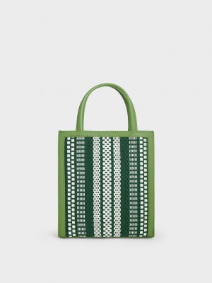 Charles & Keith Woven Double Handle Tote Bag Açık Yeşil | MRAP-02137