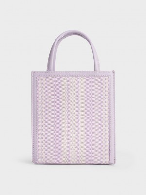 Charles & Keith Woven Double Handle Tote Bag Mor | MLQH-08574