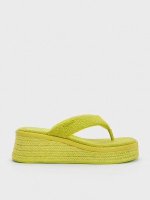 Charles & Keith Woven Espadril Tanga Sandals Açık Yeşil | JQMR-30657