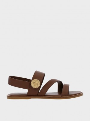 Charles & Keith Yara Turn Lock Askısı Sandals Koyu Kahverengi | FICQ-20185