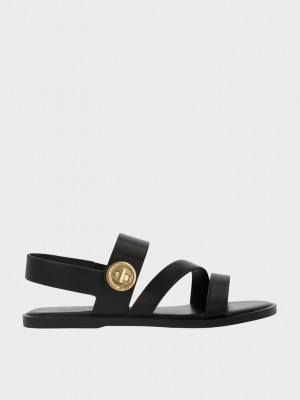 Charles & Keith Yara Turn Lock Askısı Sandals Siyah | XADP-97156