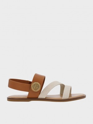 Charles & Keith Yara Turn Lock Askısı Sandals Caramel | UZQX-53890