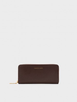 Charles & Keith Zip-Around Long Wallet Kahverengi | SJIT-61250