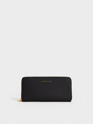 Charles & Keith Zip-Around Long Wallet Siyah | ILXQ-54612