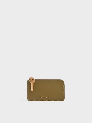 Charles & Keith Zip-Around Mini Wallet Zeytin Yeşili | DWXN-58309