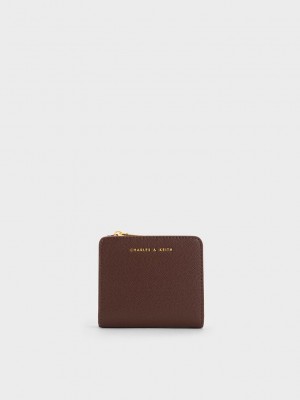 Charles & Keith Zip Around Card Holder Koyu Kahverengi | UZNC-23861