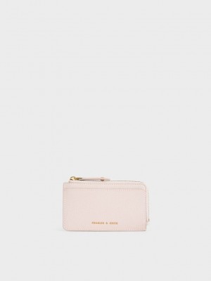 Charles & Keith Zip Card Holder Pembe | QMCN-85249