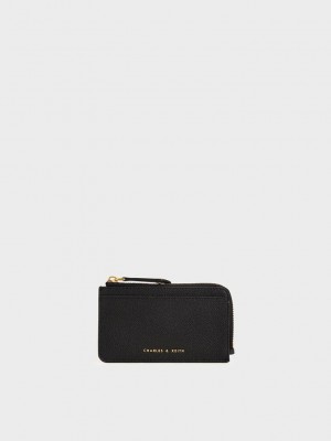 Charles & Keith Zip Card Holder Siyah | DZGF-42137