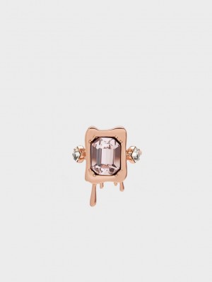 Charles & Keith Zira Crystal Sculptural Ring Pembe Altın | BRWO-23109