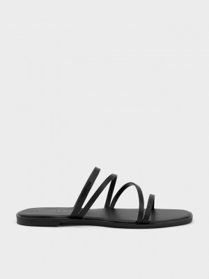 Charles & Keith lliana Askısı Terlik Sandals Siyah | ODXQ-12605